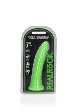 RealRock Slim Realistic Dildo with Suction Cup - Glow in the Dark - 7'' / 18 cm