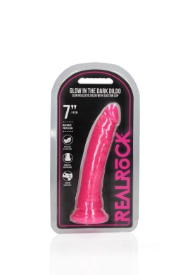 RealRock Slim Realistic Dildo with Suction Cup - Glow in the Dark - 7'' / 18 cm