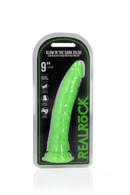 RealRock Slim Realistic Dildo with Suction Cup - Glow in the Dark - 9'' / 22,5 cm