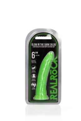 RealRock Slim Realistic Dildo with Suction Cup - Glow in the Dark - 6'' / 15,5 cm