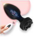 Power Escorts Power Escorts - Princess Plug - Remote Rose Design Plug - USB Rechargeable - 10 Functions - Black