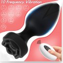 Power Escorts Power Escorts - Princess Plug - Remote Rose Design Plug - USB Rechargeable - 10 Functions - Black