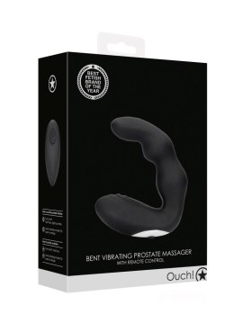 Ouch! Bent Vibrating Prostate Massager with Remote Control - Black