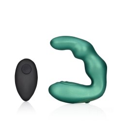 Ouch! Bent Vibrating Prostate Massager with Remote Control - Metallic Green