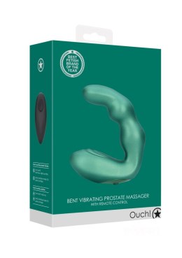 Ouch! Bent Vibrating Prostate Massager with Remote Control - Metallic Green