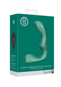 Ouch! Pointed Vibrating Prostate Massager with Remote Control - Metallic Green