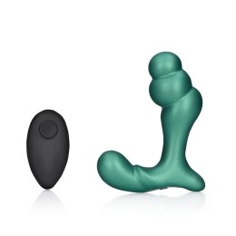 Ouch! Stacked Vibrating Prostate Massager with Remote Control - Metallic Green