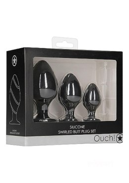 Ouch! Swirled Butt Plug Set - Black