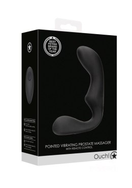 Ouch! Pointed Vibrating Prostate Massager with Remote Control - Black